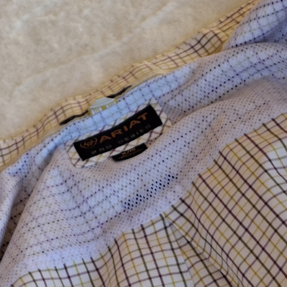 Ariat Pro Series Plaid Brown Tan Button-Down Short Sleeve Shirt Men Size X-Large - Picture 10 of 16